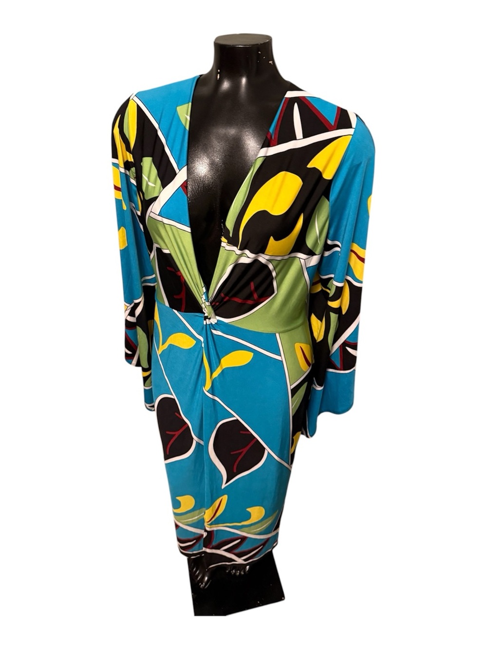 Deep V Abstract Dress NWT